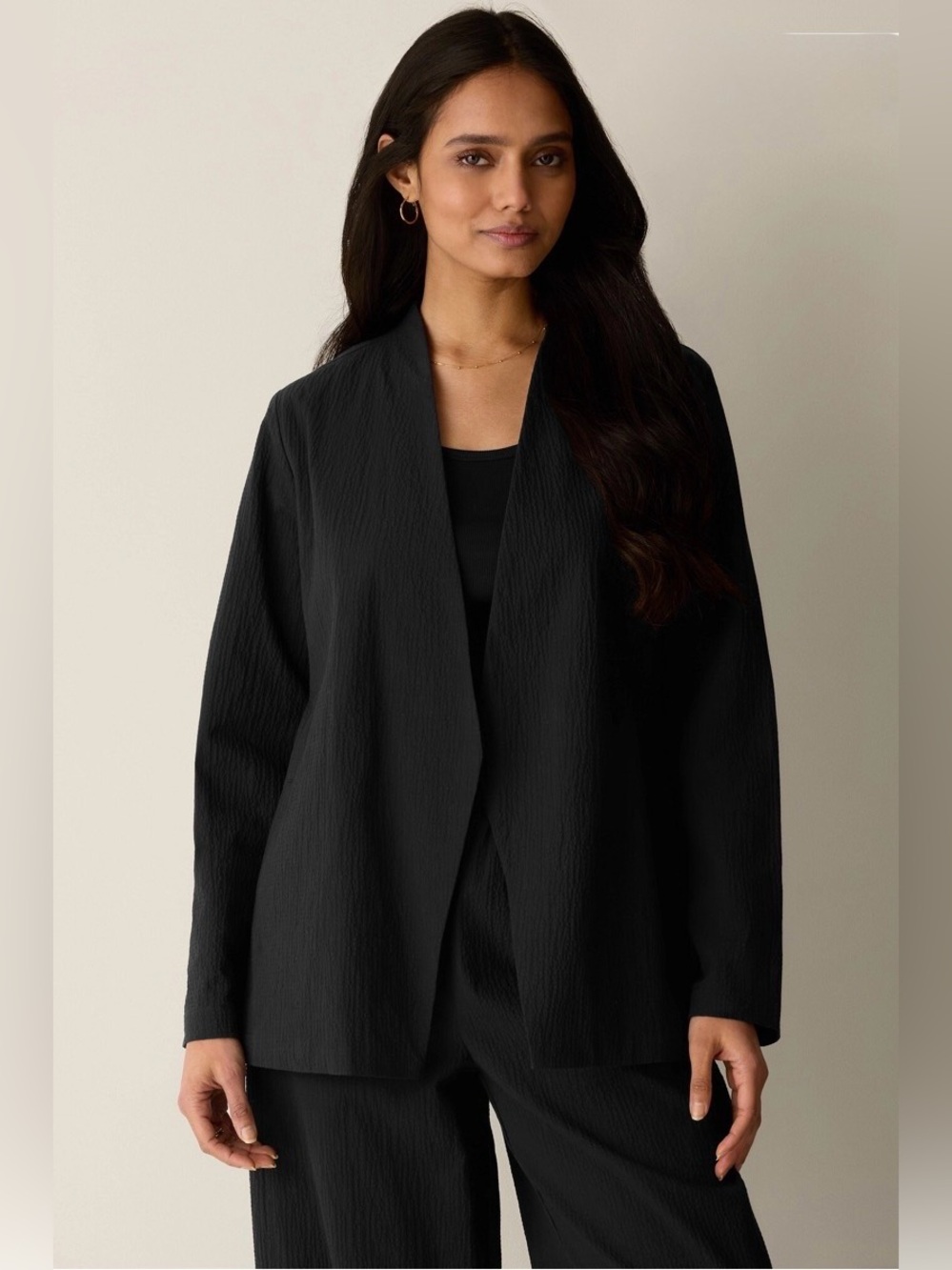 🖤EILEEN FISHER Organic Cotton Open-Front Crinkled Jacket🖤